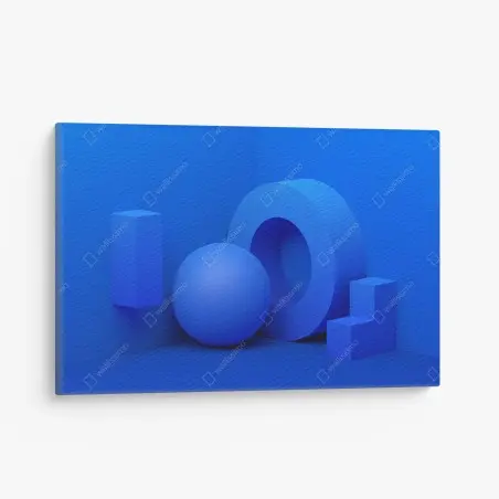 Leinwandbild blaue geometrische 3d-komposition – Wallnifity®