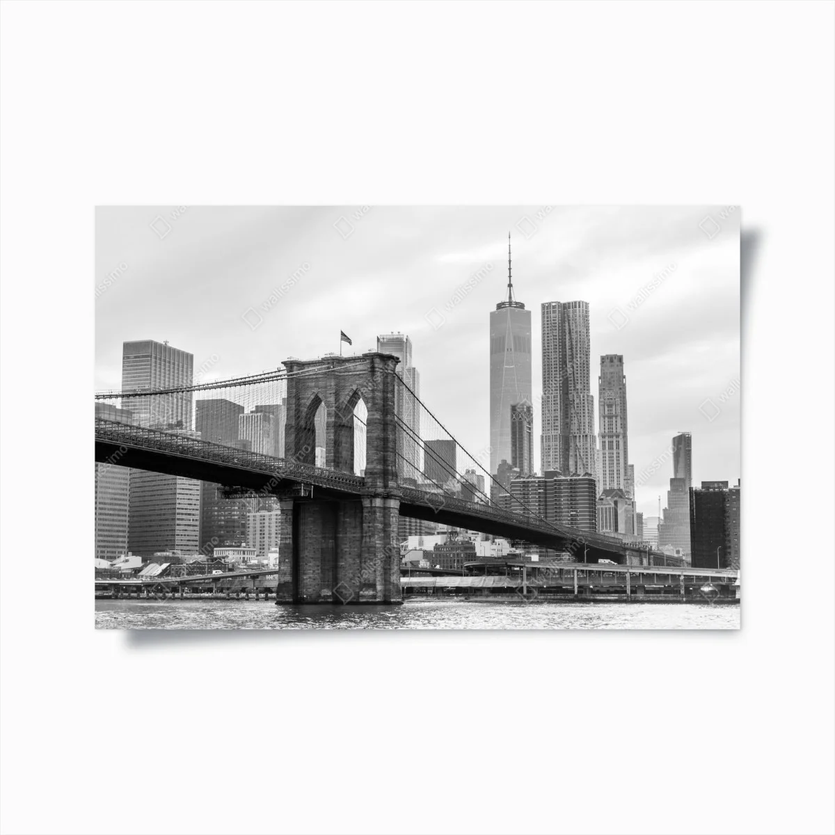 Poster Brooklyn Bridge und New York skyline in graustufen – Wallnifity® Poster Brooklyn Bridge und New York skyline in graustufen – Wallnifity®