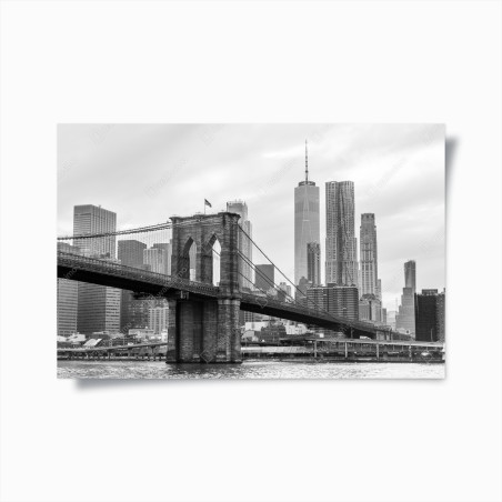 Poster Brooklyn Bridge und New York skyline in graustufen – Wallnifity®