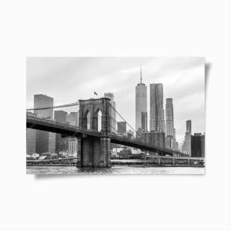 Poster Brooklyn Bridge und New York skyline in graustufen – Wallnifity®