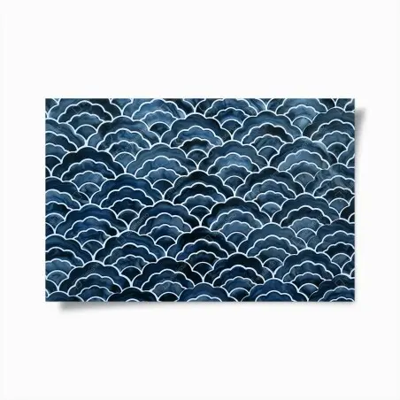 Poster japanisches blaues seigaiha-wellenmuster – Wallnifity®