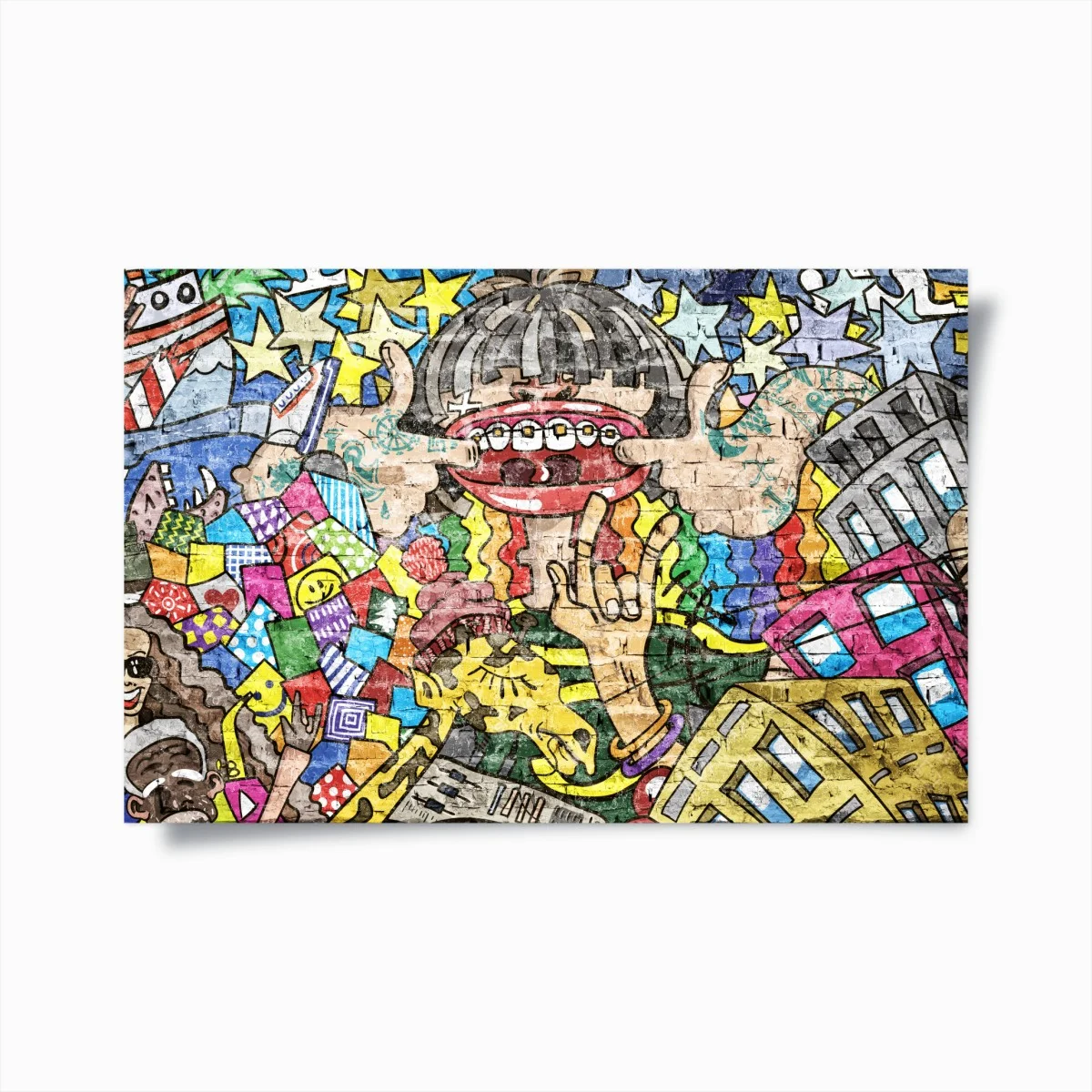 Poster buntes graffiti-mural mit verspielter figur – Wallnifity® Poster buntes graffiti-mural mit verspielter figur – Wallnifity®