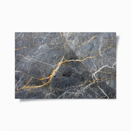 Poster dunkelgrauer marmor mit goldenen adern – Wallnifity®