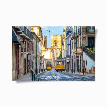 Poster sonnige straßenbahnen in Lissabon – Wallnifity®