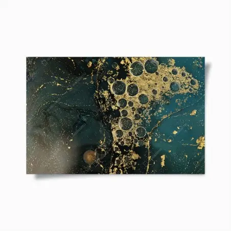 Poster türkis-gold abstrakte marmorierte textur – Wallnifity®