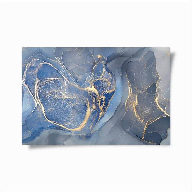 Poster ozeanblauer marmor mit goldenen adern – Wallnifity®