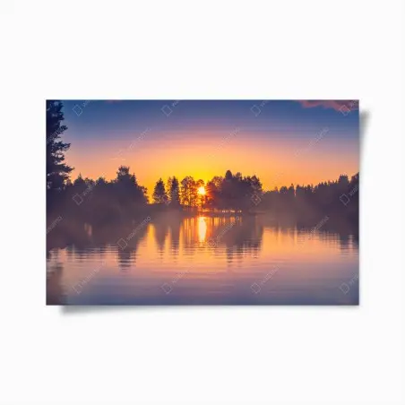 Poster nebliger sonnuntergang am see – Wallnifity®