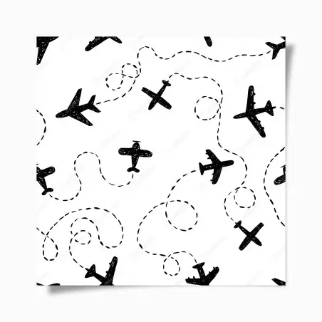 Poster handgezeichnetes flugzeugmuster – Wallnifity®