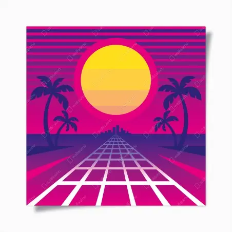 Poster neon sonnenuntergang skyline – Wallnifity®