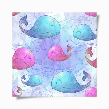 Poster aquarellwale im pastellmuster fürs kinderzimmer – Wallnifity®
