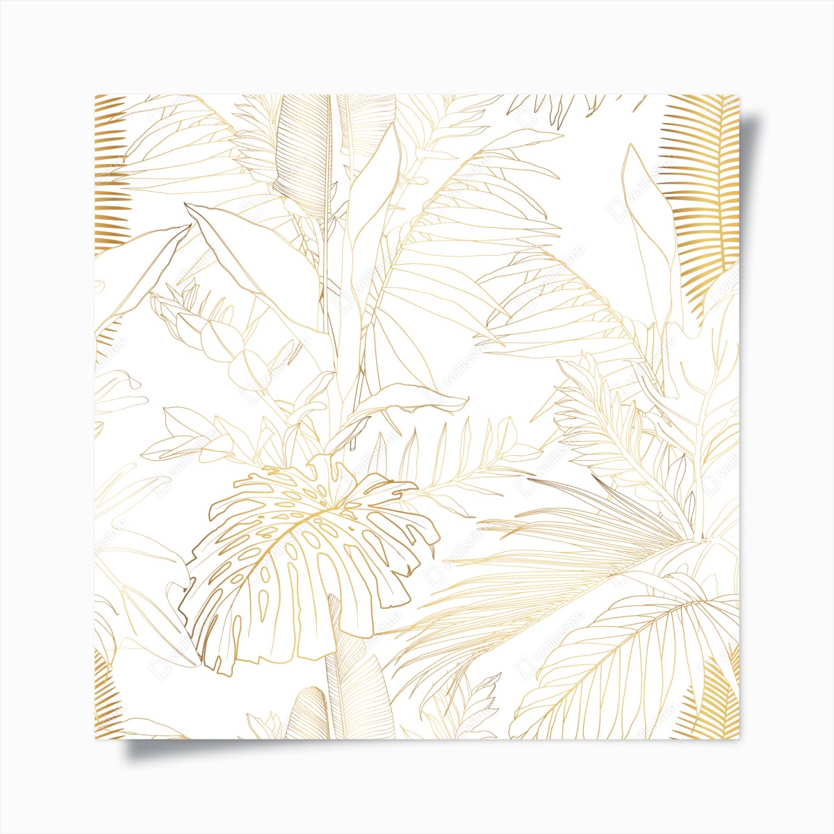 Poster goldene tropische blätter line art – Wallnifity®