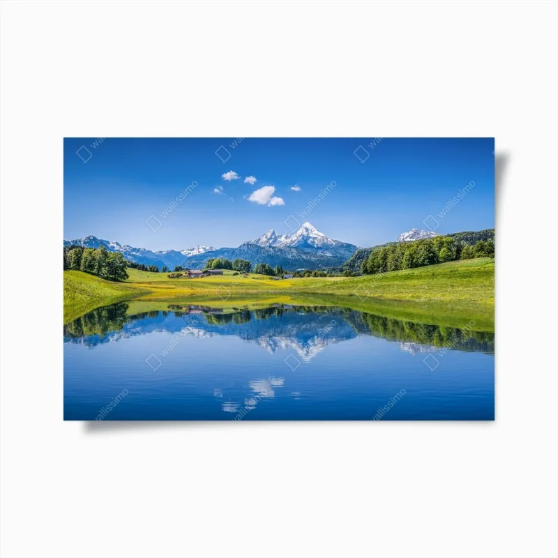 Poster alpine spiegelung: ruhige berglandschaft
