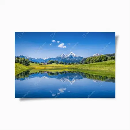 Poster alpine spiegelung: ruhige berglandschaft – Wallnifity®