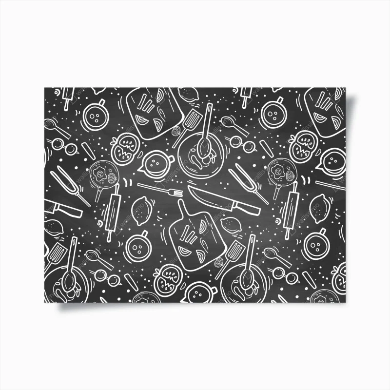Poster küchen tafel-doodle-muster