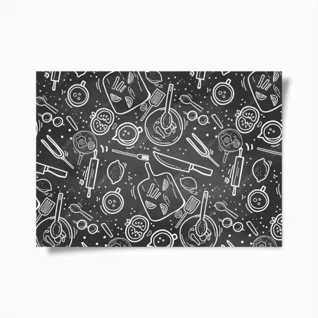 Poster küchen tafel-doodle-muster – Wallnifity®