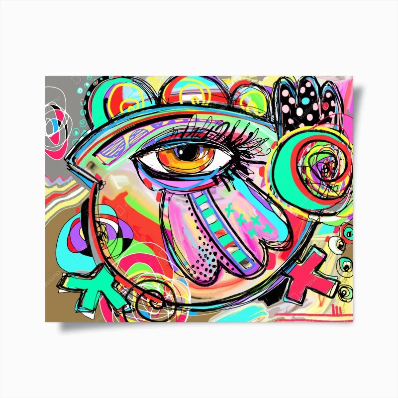 Poster lebhaftes abstraktes auge im pop-art stil