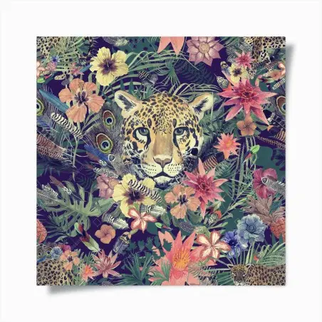 Poster vintage aquarell leopard im tropischen dschungel – Wallnifity®