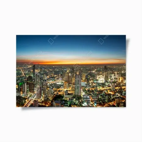 Poster panorama von Bangkok bei dämmerung – Wallnifity®
