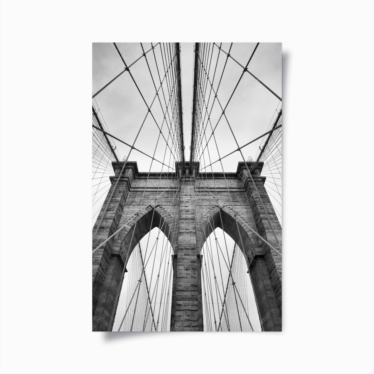 Poster perspektive der Brooklyn Bridge in monochrom – Wallnifity®