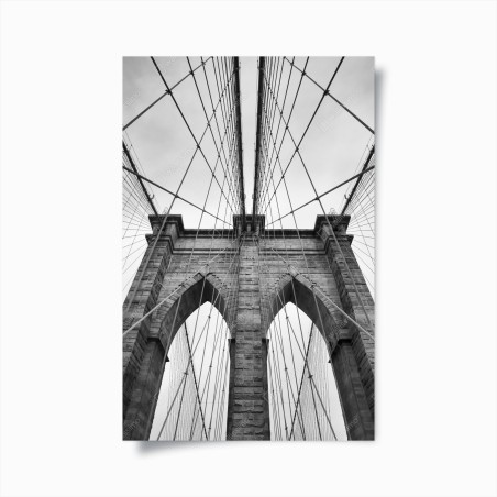 Poster perspektive der Brooklyn Bridge in monochrom – Wallnifity®