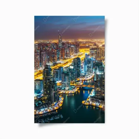 Poster nächtliche skyline Dubai Marina – Wallnifity®