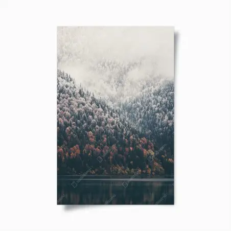 Poster herbstlicher nebel über bergwald – Wallnifity®