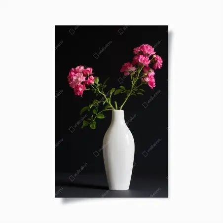 Poster rosa rosen in weißer vase – Wallnifity®