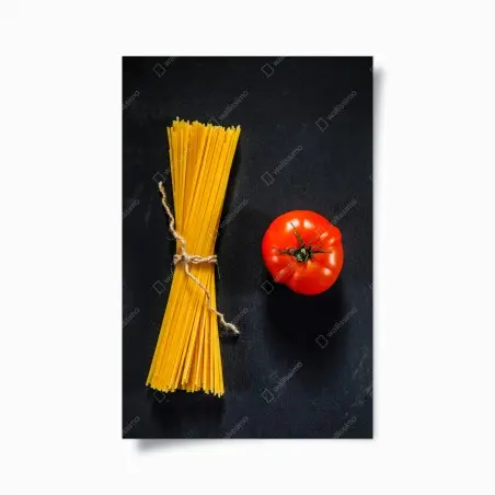 Poster minimalistische spaghetti- und tomatenkomposition – Wallnifity®