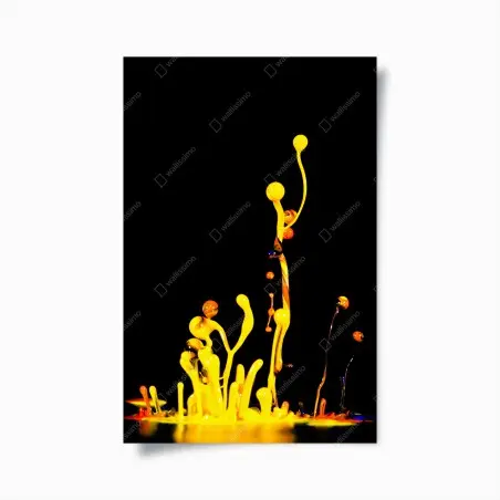 Poster leuchtender gelber farbspritzer auf schwarzem hintergrund – Wallnifity®