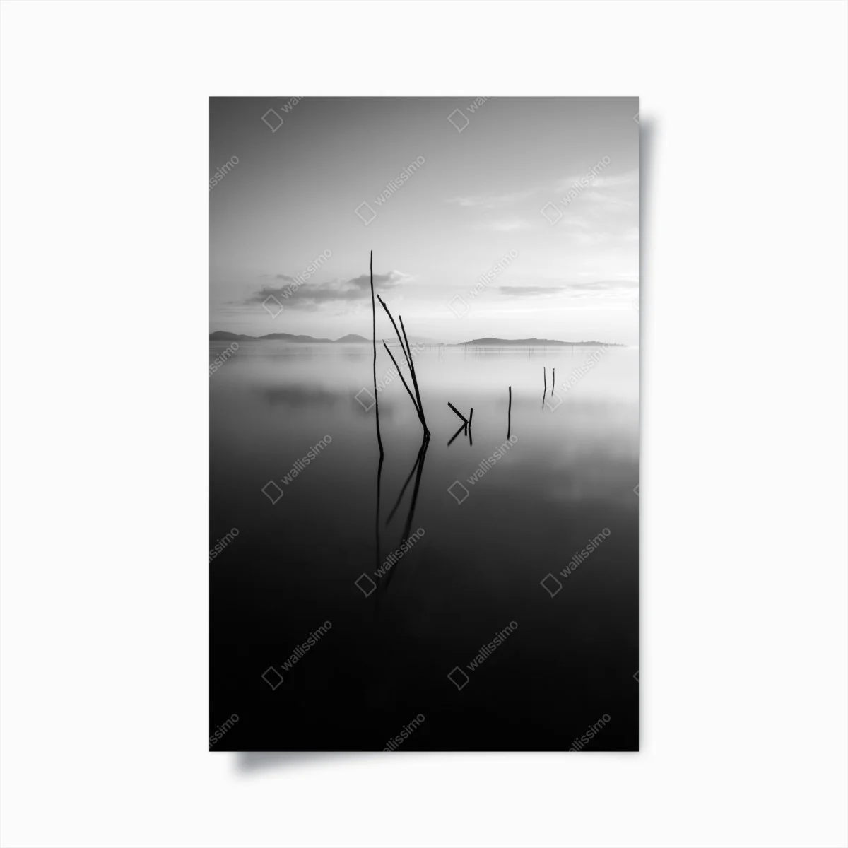 Poster ruhiger monochromer see mit reflexionen – Wallnifity® Poster ruhiger monochromer see mit reflexionen – Wallnifity®