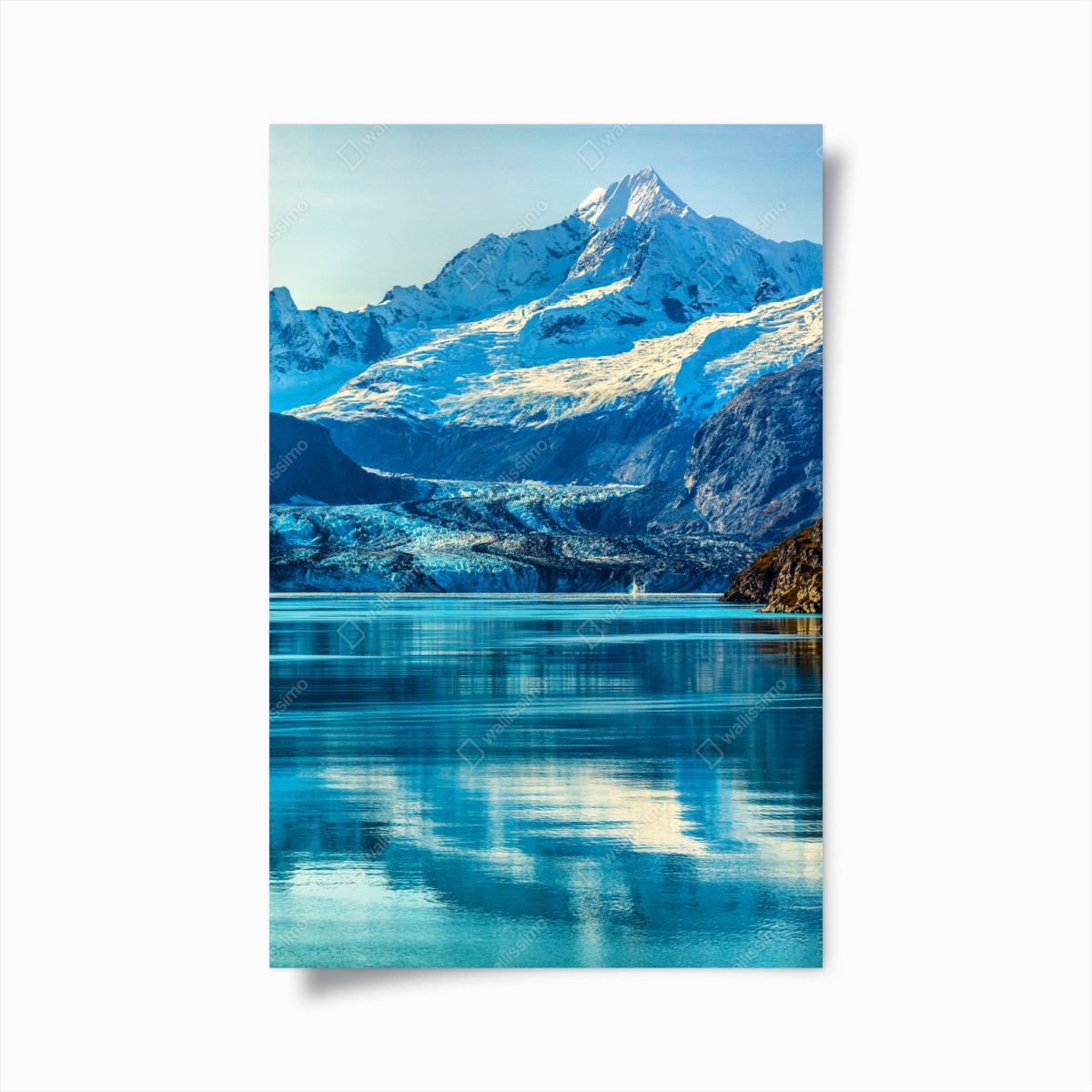 Poster majestätischer alpiner gletscher mit spiegelung – Wallnifity®