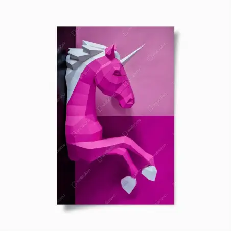 Poster rosa geometrisches einhorn wanddekoration – Wallnifity®