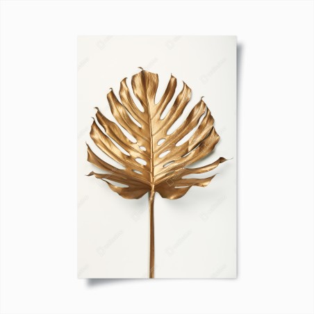 Poster goldenes monstera blatt auf weißem hintergrund – Wallnifity®