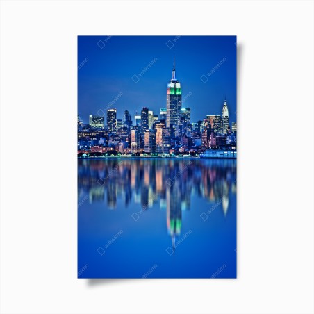Poster New York skyline bei nacht mit spiegelung – Wallnifity®