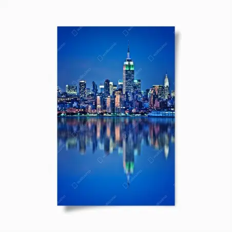 Poster New York skyline bei nacht mit spiegelung – Wallnifity®