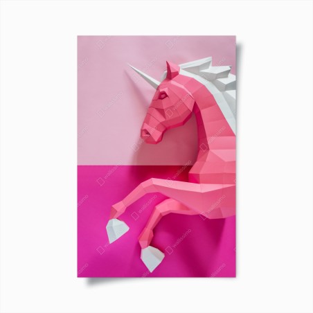 Poster rosa geometrisches einhorn – Wallnifity®