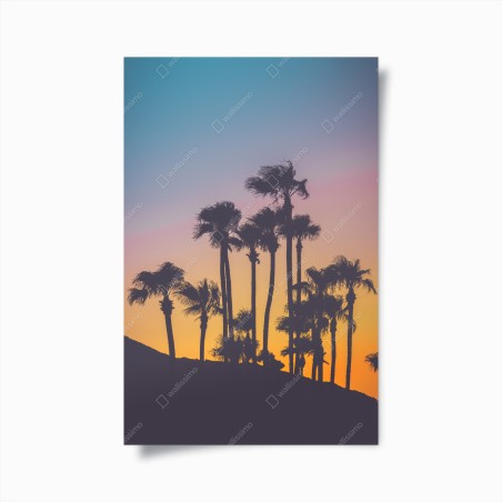 Poster retro tropische palmen bei sonnenuntergang – Wallnifity®