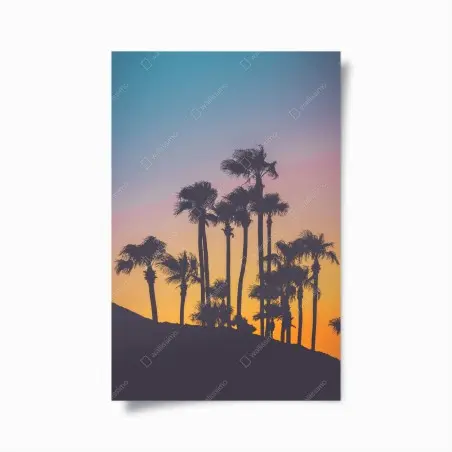 Poster retro tropische palmen bei sonnenuntergang – Wallnifity®