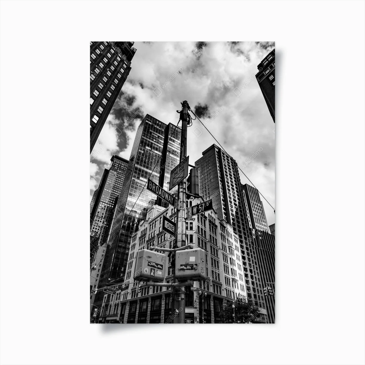 Poster Broadway und W 57 St – städtische szene in schwarzweiß – Wallnifity® Poster Broadway und W 57 St – städtische szene in schwarzweiß – Wallnifity®