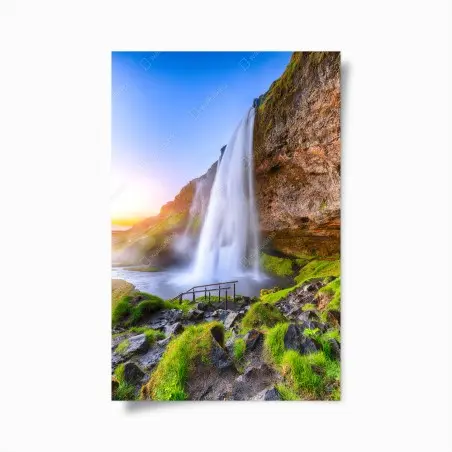 Poster Seljalandsfoss wasserfall im sonnenuntergang – Wallnifity®