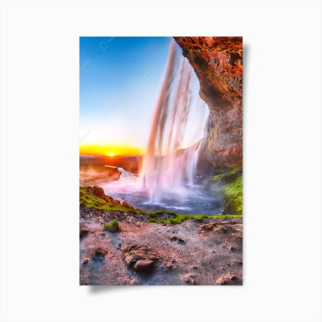 Poster Seljalandsfoss wasserfall bei sonnenuntergang – Wallnifity®