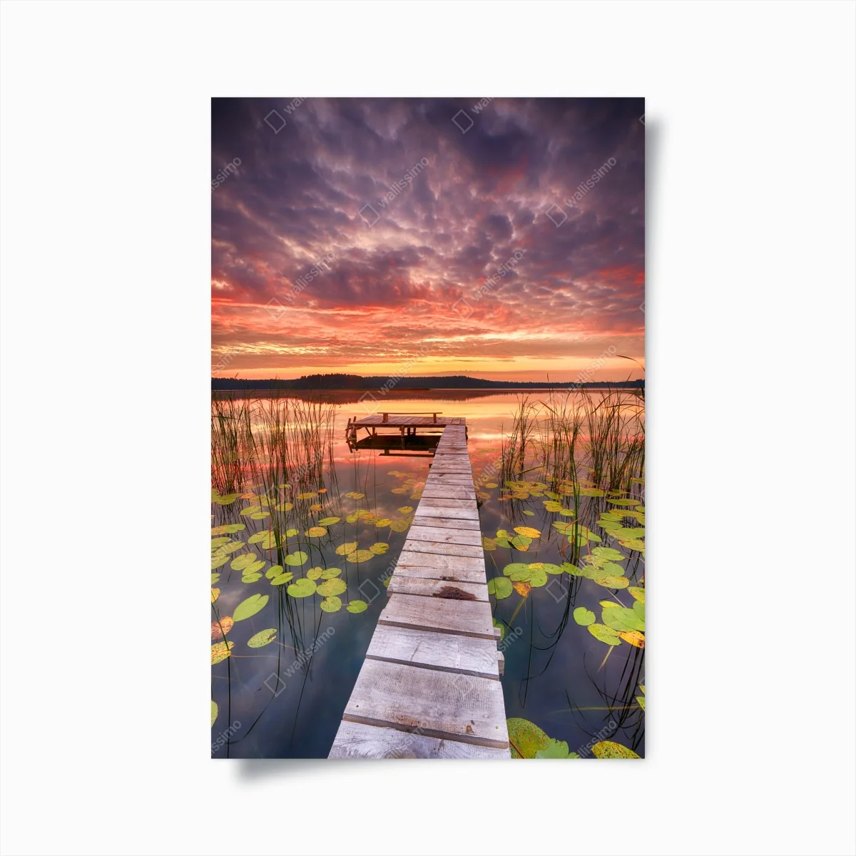 Poster sonnenaufgang über ruhigem see mit steg – Wallnifity® Poster sonnenaufgang über ruhigem see mit steg – Wallnifity®