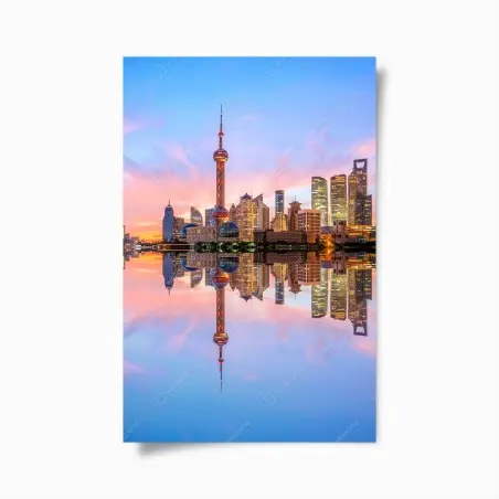 Poster Shanghai skyline bei sonnenaufgang – Wallnifity®