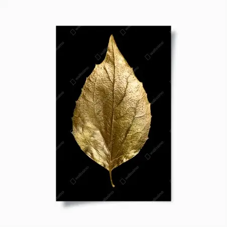 Poster goldenes blatt auf schwarzem hintergrund – Wallnifity®