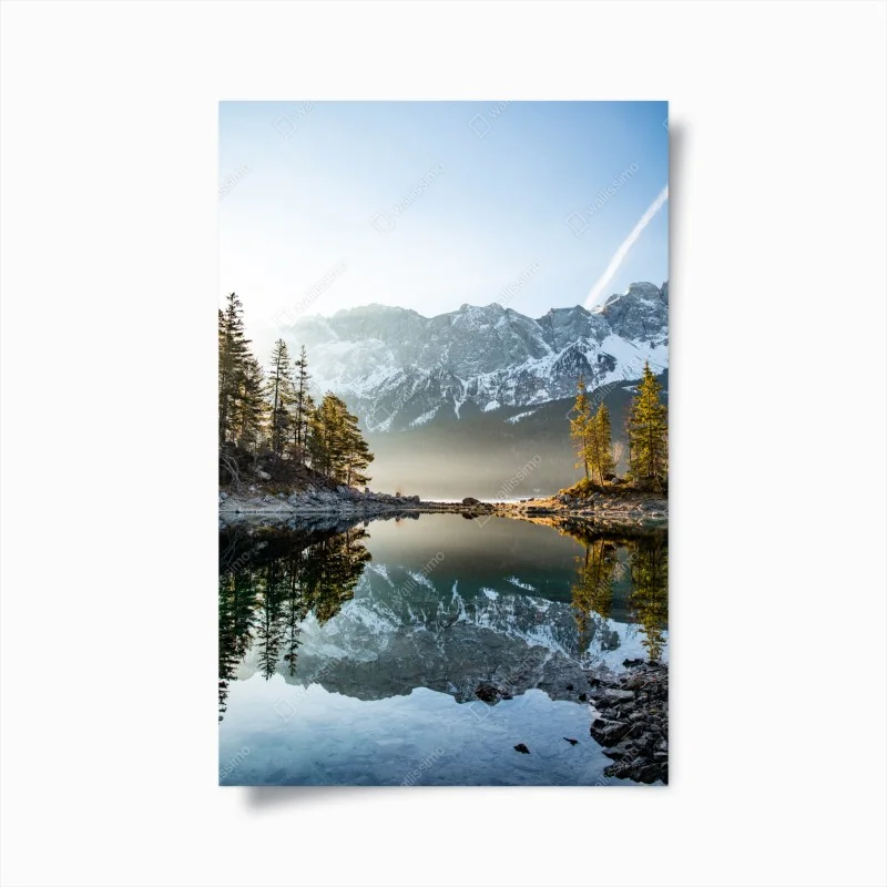 Poster bergsee spiegelung bei sonnenaufgang