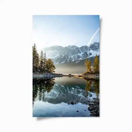 Poster bergsee spiegelung bei sonnenaufgang – Wallnifity®