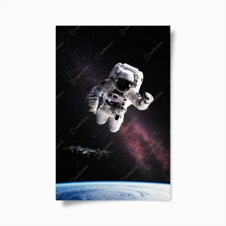 Poster astronaut über der Erde und galaxie – Wallnifity®