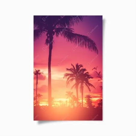 Poster tropischer sonnenuntergang mit palmen – Wallnifity®