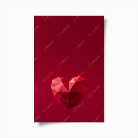 Poster geometrisches rotes papierherz – Wallnifity®