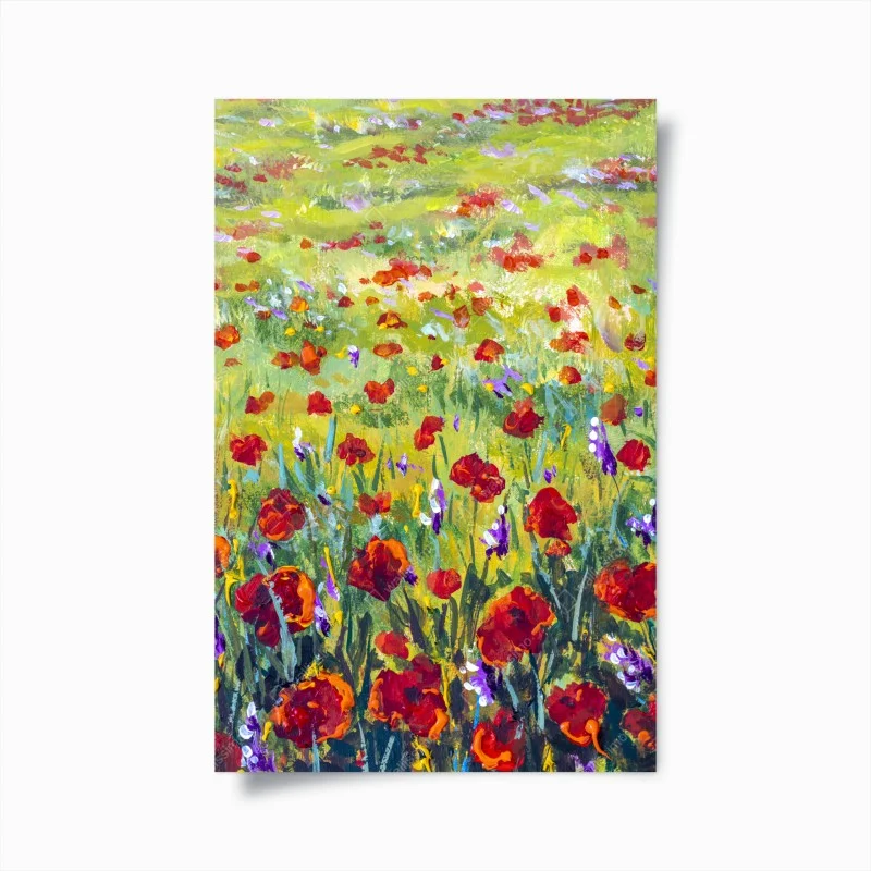 Poster impressionistische mohnwiese